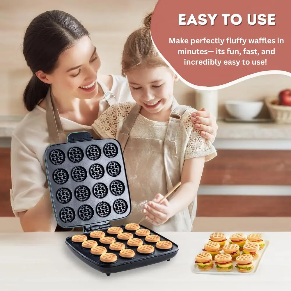 16-Hole Waffle Maker, Quick He - Mini Waffle Maker Machine 评论和价格